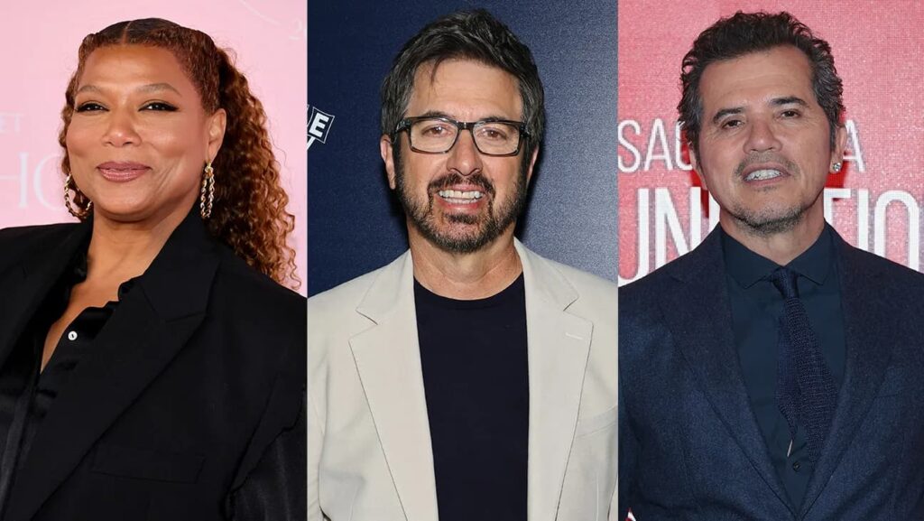 （左から）クイーン・ラティファ、レイ・ロマーノ、ジョン・レグイザモ　写真：Theo Wargo/Getty Images (2); Dimitrios Kambouris/Getty Images