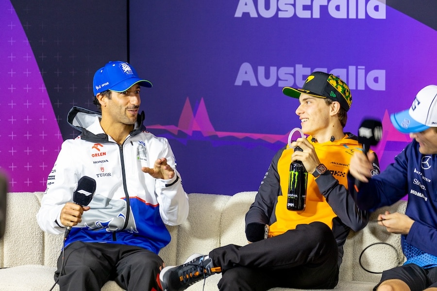 Daniel Ricciardo and Oscar Piastri at the official FIA Press Conference
