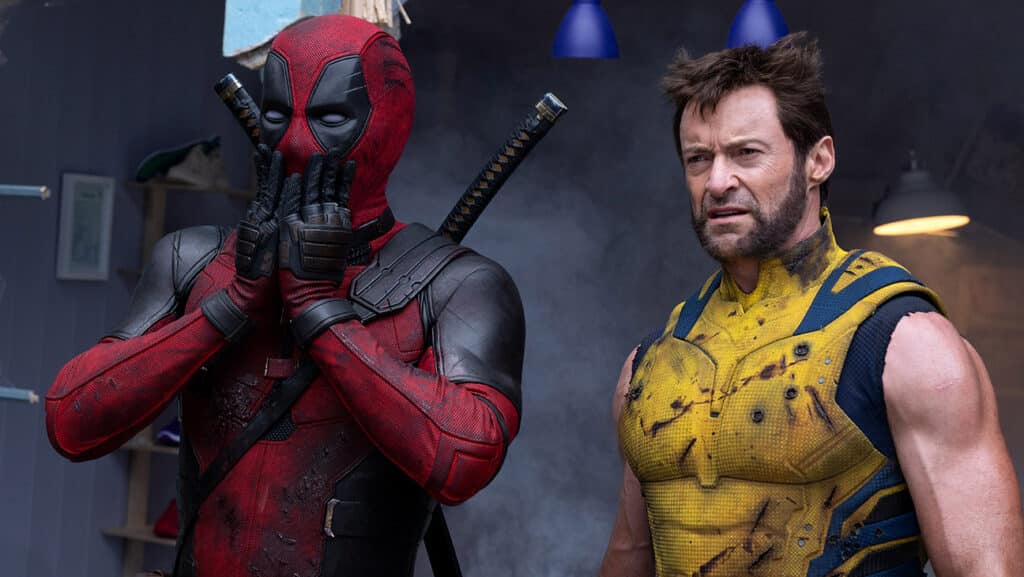 Ryan Reynolds as Deadpool/Wade Wilson and Hugh Jackman as Wolverine/Logan in 20th Century Studios/Marvel Studios' DEADPOOL & WOLVERINE.