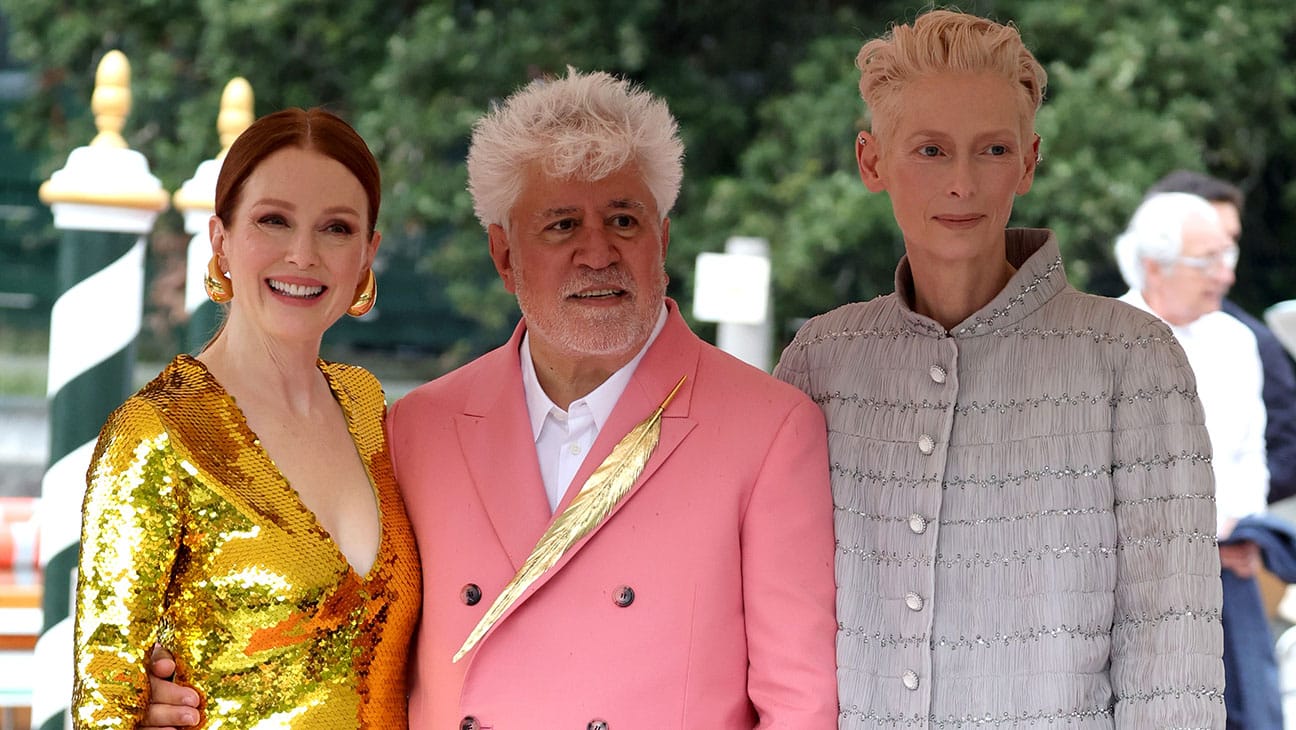 Julianne Moore, Pedro Almodovar and Tilda Swinton at the Venice Film Festival 2024.