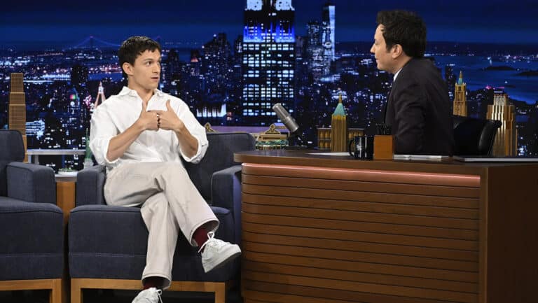 The Tonight Show Starring Jimmy Fallon - Season 12 (l-r) Actor Tom Holland during an interview with host Jimmy Fallon on Tuesday, October 22, 2024