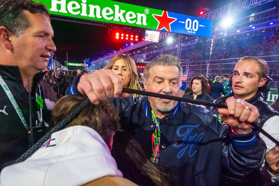 Sylvester Stallone taking it into his own hand to support his family 2024 f1
las vegas gp