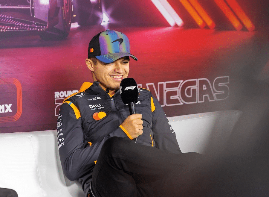 Lando Norris at the Wednesday Drivers' Press Conference in Las Vegas