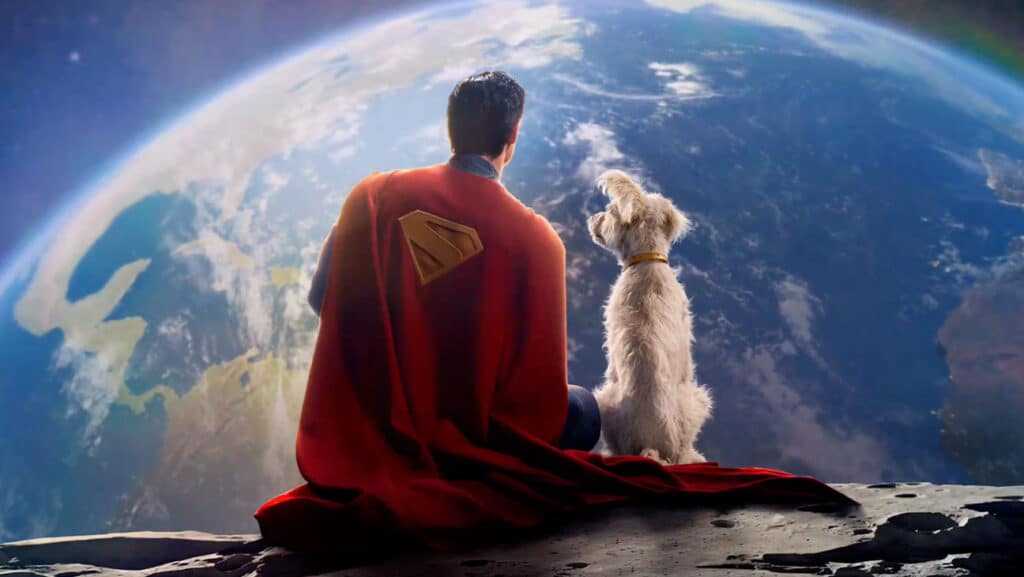 David Corenswet's Superman with Krypto in James Gunn's 'Superman.'