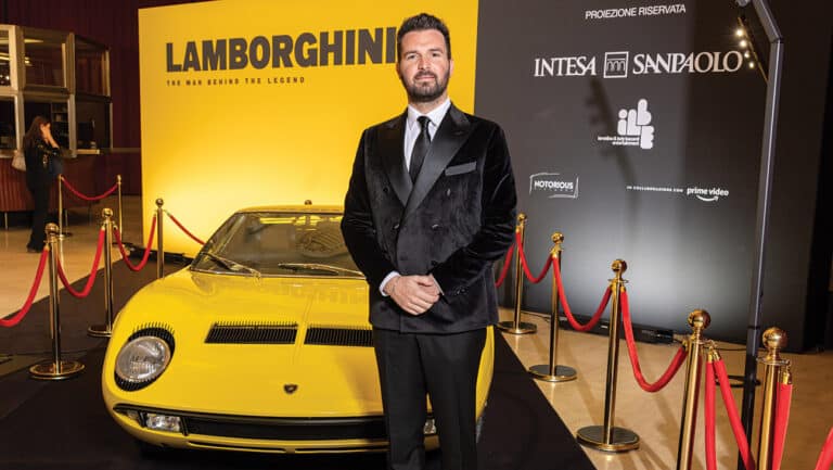 Andrea Iervolino at the 2023 premiere of the doc Lamborghini in Milan