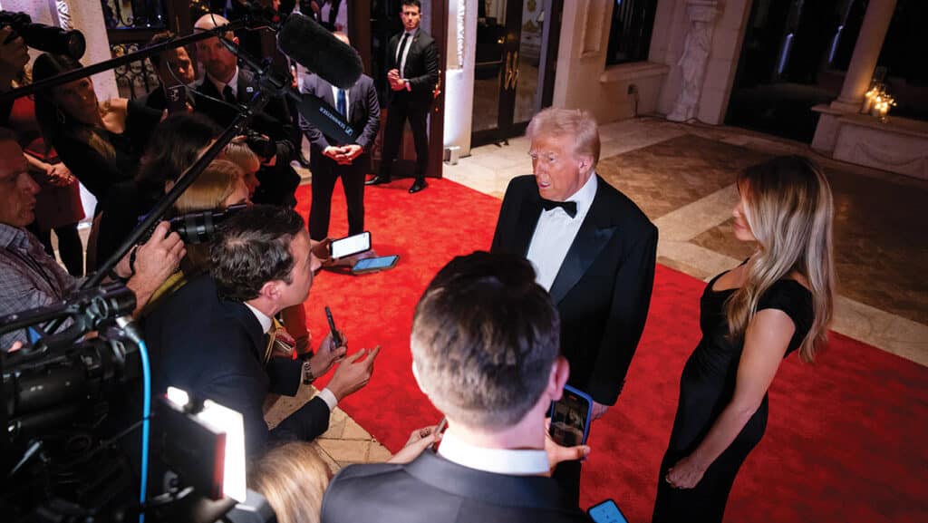 President-elect Donald Trump and wife Melania met the press at Mar-a-Lago on Dec. 31