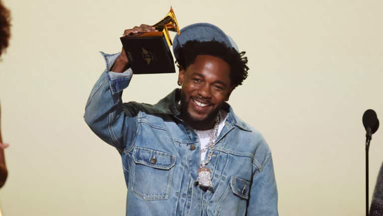 Kendrick Lamar accepts the Record of the Year award for "Not Like Us" onstage during the 67th Annual GRAMMY Awards at Crypto.com Arena on Feb. 2, 2025, in Los Angeles, California.