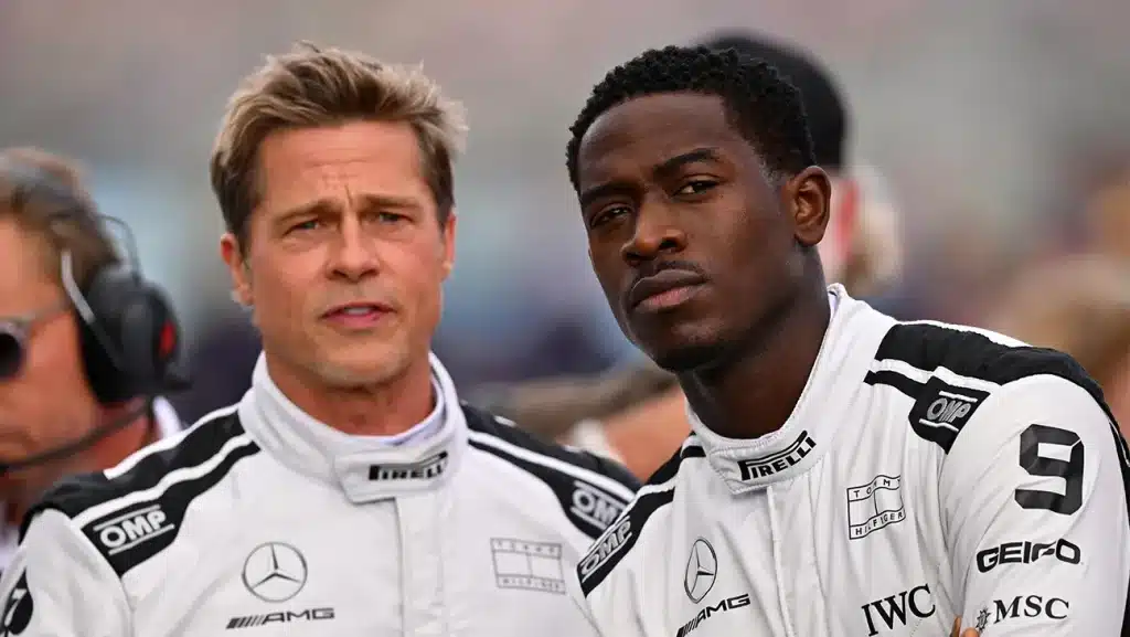 ブラッド・ピット、ダムソン・イドリス、映画『F1』の撮影風景 Dan Mullan/Getty Images