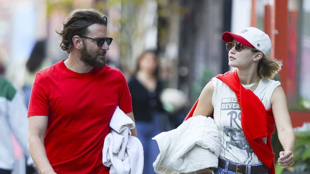 Bradley Cooper and Gigi Hadid are seen in NoHo on November 11, 2024 in New York City.