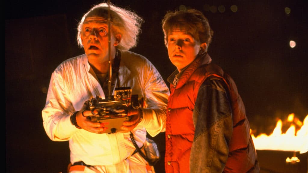 クリストファー・ロイド、マイケル・J・フォックス、『バック・トゥ・ザ・フューチャー』（1985）写真：Universal Pictures/Photofest