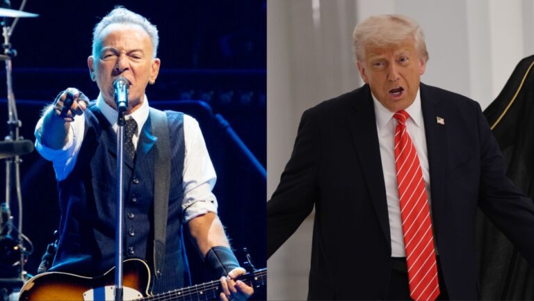 ブルース・スプリングスティーンとトランプ大統領 Shirlaine Forrest/Getty Images; Win McNamee/Getty Images