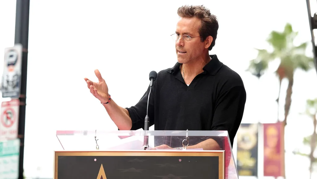 Ryan Reynolds took part in Green Day's Hollywood Walk of Fame Star ceremony on May 1 in Hollywood. MONICA SCHIPPER/GETTY IMAGES