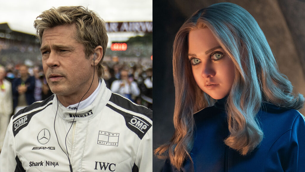 『F1／エフワン』のブラッド・ピット、『M3GAN／ミーガン 2.0』 Garfield/Courtesy Warner Bros. Pictures/Apple Original Films; Geoffrey Short/Universal Pictures