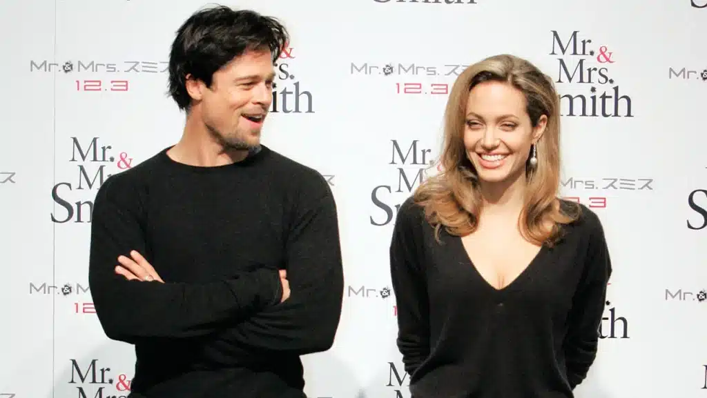 『Mr.&Mrs. スミス』（2005年）主演ブラッド・ピットとアンジェリーナ・ジョリーThe Asahi Shimbun via Getty Images