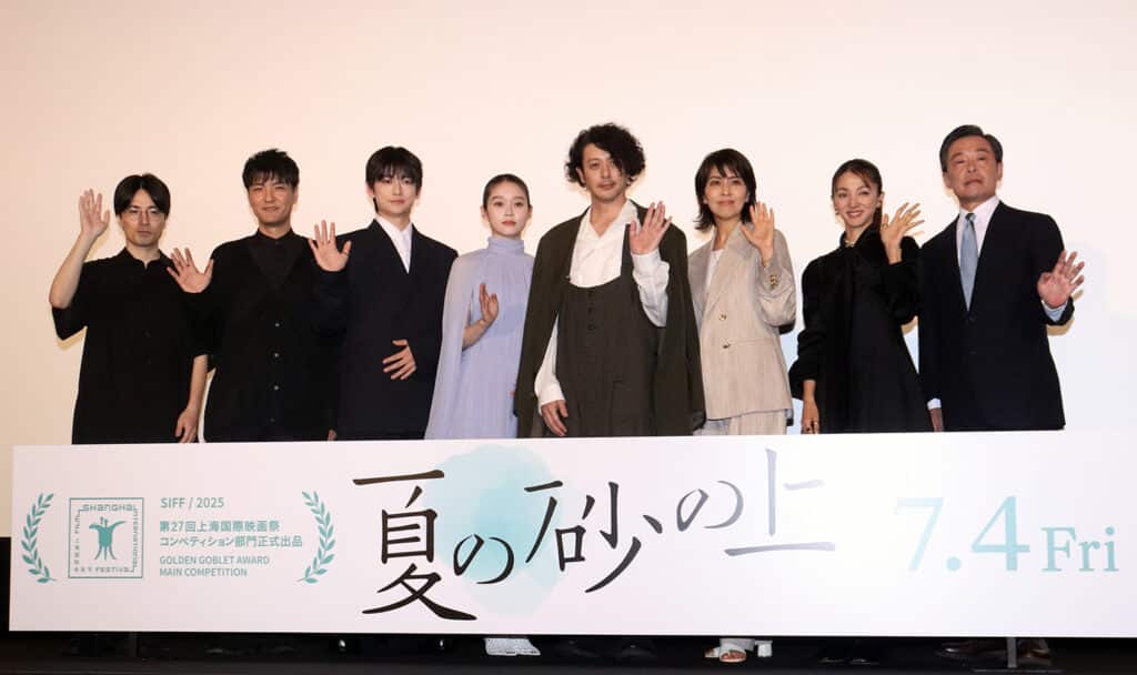 左から玉田真也監督、森山直太朗、髙橋文哉、髙石あかり、オダギリジョー、松たか子、満島ひかり、光石研 ©︎The Hollywood Reporter Japan