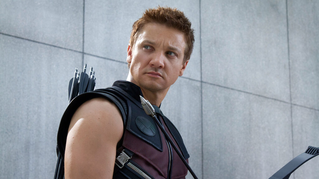 THE AVENGERS, Jeremy Renner as Clint Barton/Hawkeye, 2012.
