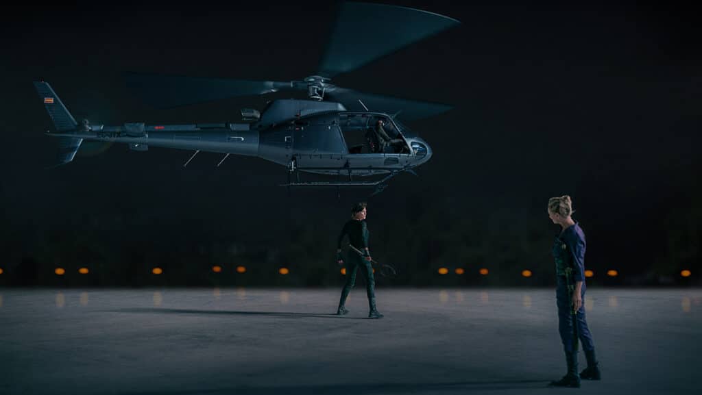 Helicopter stunt scene in The Old Guard 2 — Charlize Theron and Uma Thurman face off in high-stakes Netflix action sequence