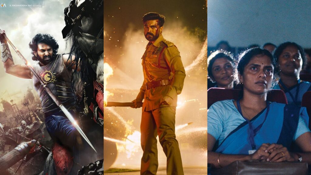 （左から）『バーフバリ 伝説誕生』、『RRR』、『私たちが光と想うすべて』写真：Arkamediaworks; Courtesy of Variance Films; Courtesy of Janus Films