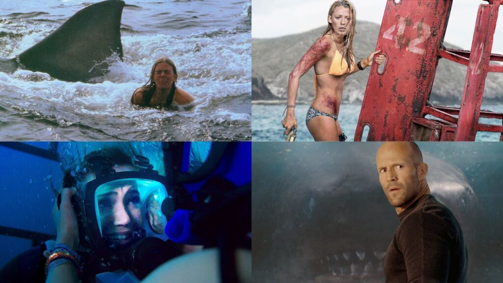サメ映画おすすめランキング11選！写真：（左上から時計回りに）Universal Pictures / Courtesy: Everett Collection; Vince Valitutti/ © Columbia Pictures/Courtesy Everett Collection; Vince Valitutti/ © Columbia Pictures/Courtesy Everett Collection; Dimension Films /Courtesy Everett Collection