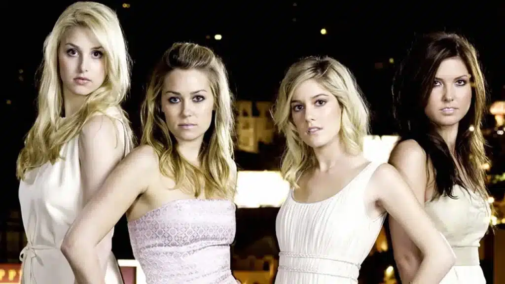 『The Hills』のホイットニー・ポート、ローレン・コンラッド、ハイディ・モンターグ、オードリナ・パトリッジ MTV / courtesy Everett Collection