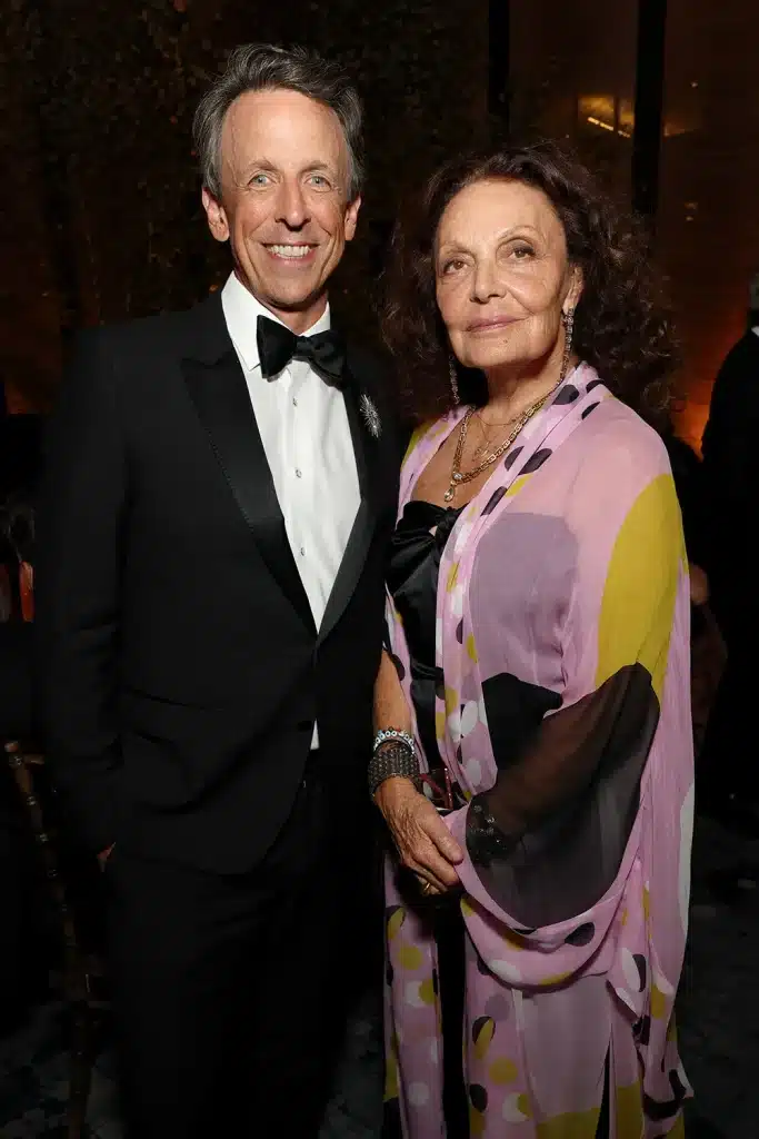 第4回「Caring for Women」ディナーに登場したセス・マイヤーズとダイアン・フォン・ファステンバーグ 写真：Courtesy of Kering/Getty