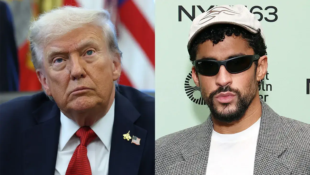ドナルド・トランプ大統領、バッド・バニー 写真：Anna Moneymaker/Getty Images; Cindy Ord/Getty Images