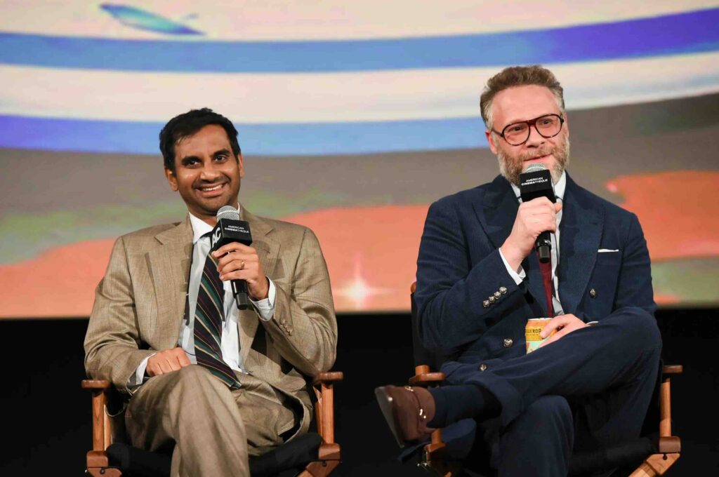 『グッド・フォーチュン』特別上映イベントで登壇するアジズ・アンサリとセス・ローゲン。写真：Vivien Killilea/Getty Images for Lionsgate