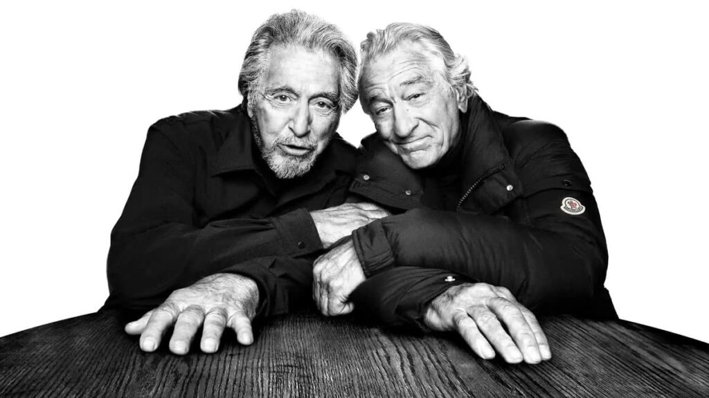 モンクレールの「Warmer Together」キャンペーンで共演したアル・パチーノとロバート・デ・ニーロ 写真：Courtesy of Moncler