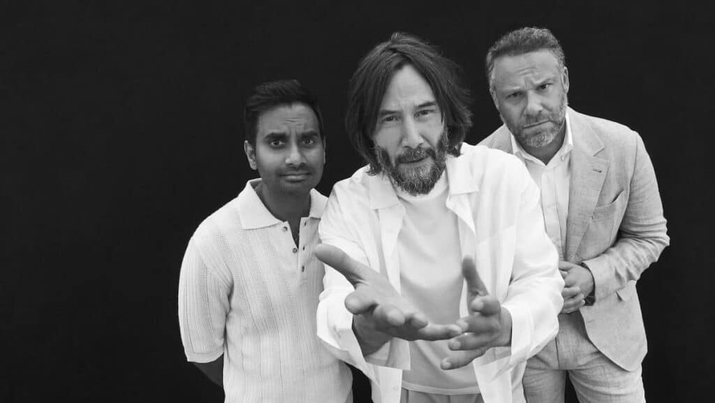 （左から）アジズ・アンサリ、キアヌ・リーブス、セス・ローゲン