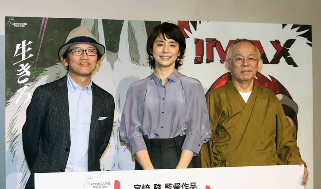（左から）松田洋治、石田ゆり子、鈴木敏夫プロデューサー