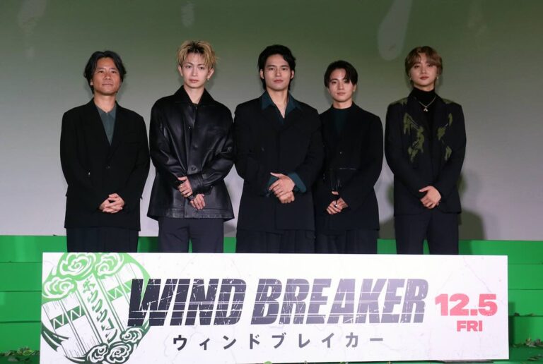 （左から）萩原健太郎監督、綱啓永、水上恒司、木戸大聖、JUNON