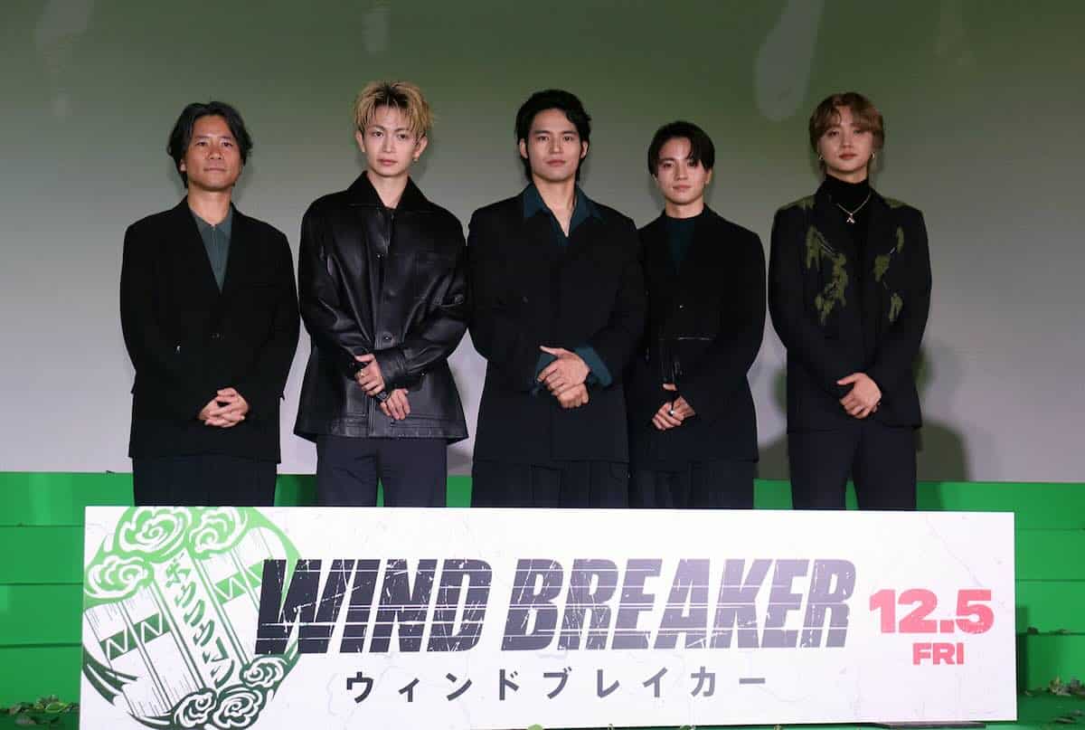（左から）萩原健太郎監督、綱啓永、水上恒司、木戸大聖、JUNON