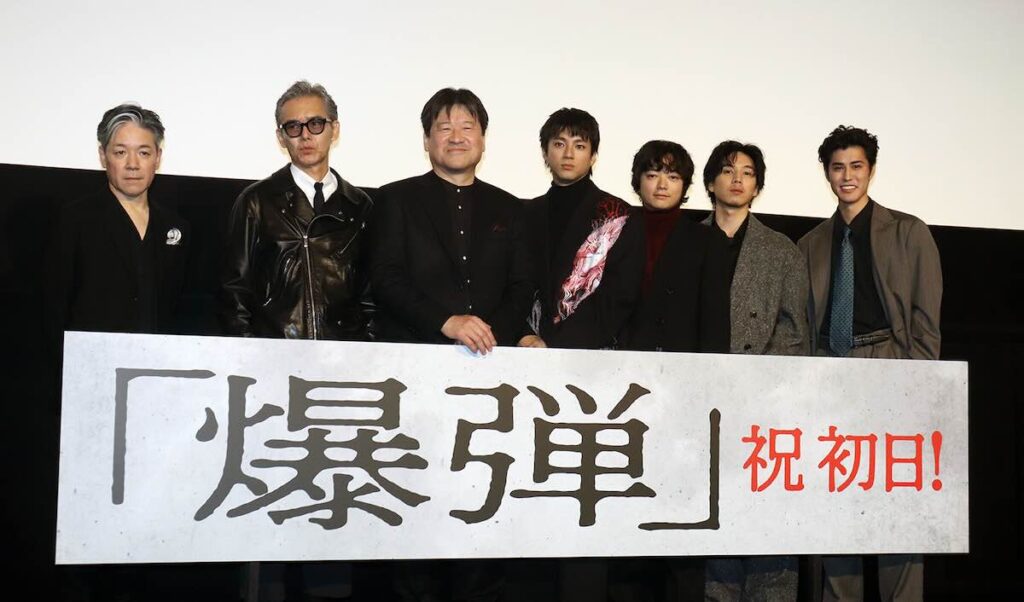 （左から）永井聡監督、渡部篤郎、佐藤二朗、山田裕貴、染谷将太、坂東龍汰、寛一郎