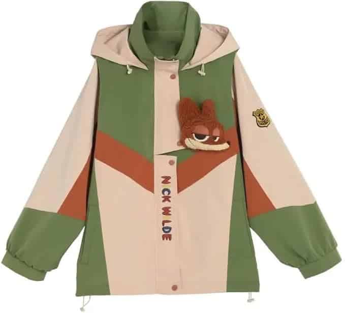 ズートピア コート 突撃衣 パーカー 長袖 ジャケット ジュディ ニック・ワイルド グッズ 周辺 メンズ/レディース フード付き 運動服 スウエット 大人 上着 屋外 防風 防寒 登山服 (ニック,S)