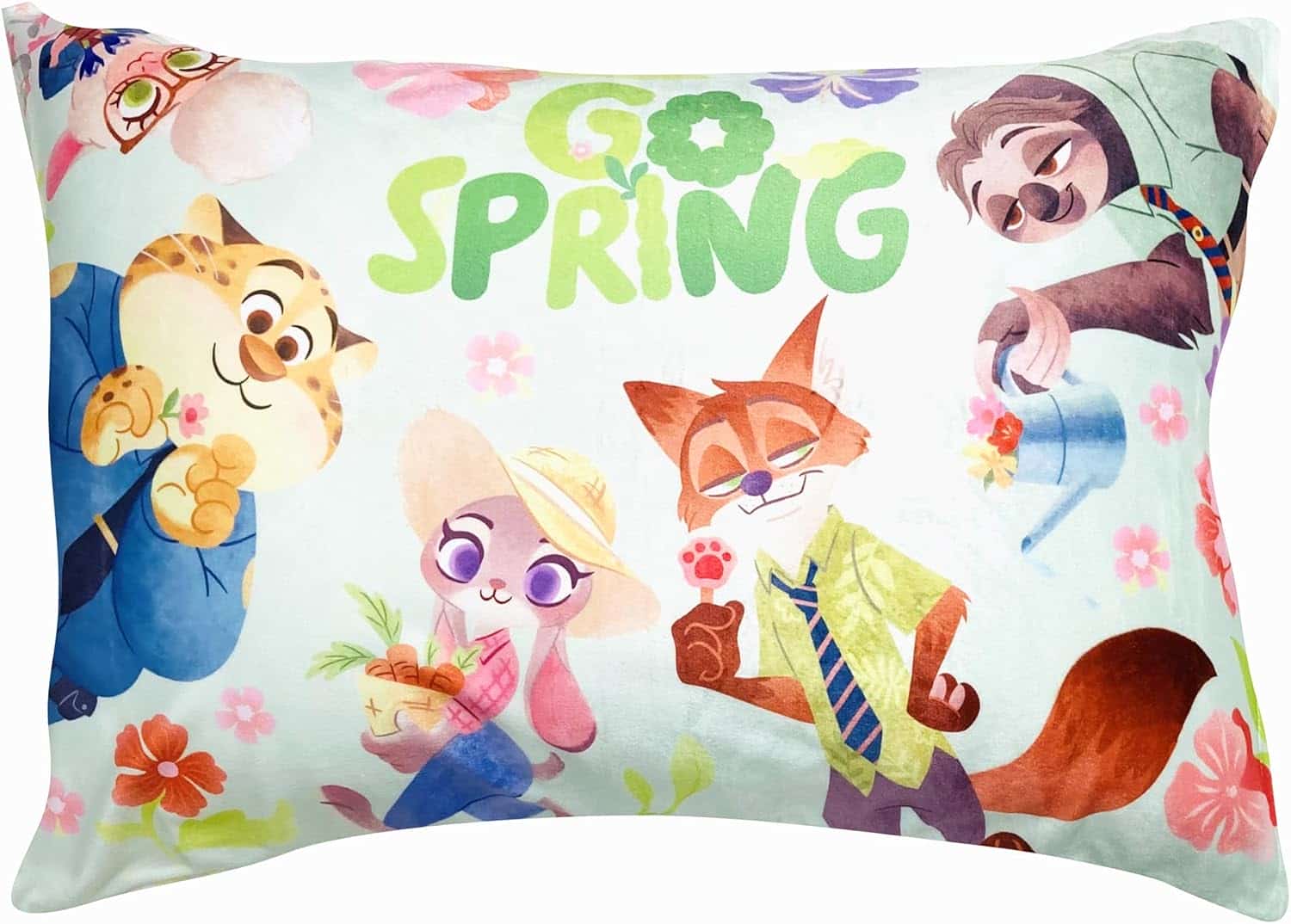 MORIPiLO ディズニー 枕カバー (ズートピア 親子で使えるピローケース) グリーン 43x63cm グッズ ぬいぐるみ カバー 大人 可愛い 柔らかめ ファスナー式 Disney キャラクター まくらのモリシタ