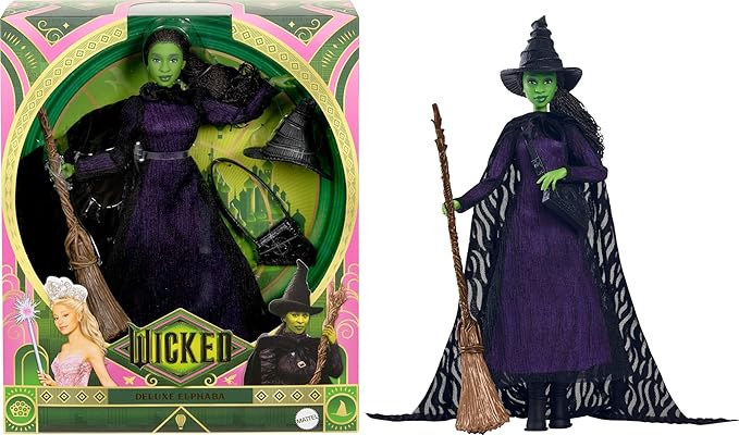 Mattel ユニバーサル ウィキッドデラックス エルファバ ファッションドール&アクセサリー、映画にインスパイアされた外観、編み込みヘア&ポーズ。