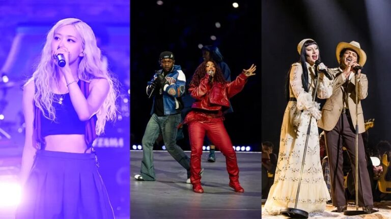 （左から）ロゼ、ケンドリック・ラマー、SZA、レディー・ガガ、そしてブルーノ・マーズが、Apple Musicの年間トップソングの上位を占めた。写真：Todd Owyoung/NBC via Getty Images; Michael Owens/Getty Images; John Shearer/Getty Images for The Recording Academy