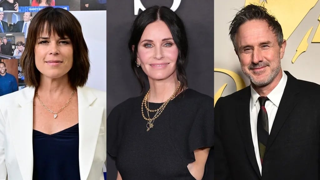 (左から)ネーヴ・キャンベル、コートニー・コックス、デヴィッド・アークエット 写真:Eugene Gologursky/Getty Images; Leon Bennett/Getty Images; Alberto E. Rodriguez/Getty Images