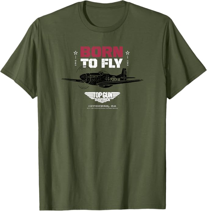 Top Gun: Maverick Born To Fly P-51 マスタングシルエット Tシャツ