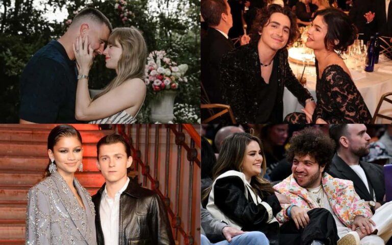 2025年最も注目されたセレブカップルのコーデBEST10 写真： Taylor Swift/Instagram Christopher Polk/Golden Globes 2024/Golden Globes 2024 via Getty Images Allen Berezovsky/Getty Images