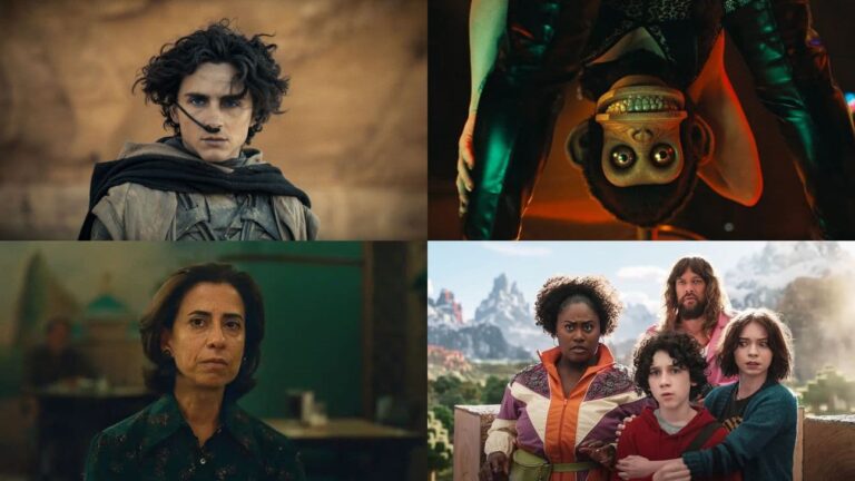 （左上から時計回り）『デューン 砂の惑星PART2』、『THE MONKEY／ザ・モンキー』、『マインクラフト／ザ・ムービー』、『アイム・スティル・ヒア』 写真：COURTESY WARNER BROS. PICTURES; Courtesy of NEON; Warner Bros./Courtesy Everett Collection; Courtesy of Venice Film Festival