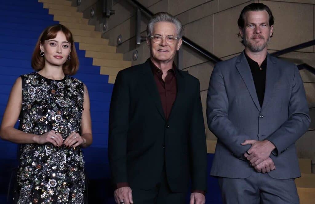 （左から）エラ・パーネル、カイル・マクラクラン、ジョナサン・ノーラン、『フォールアウト』シーズン2ジャパンプレミアにて