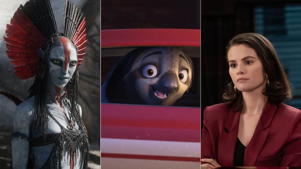 （左から）『アバター：ファイヤー・アンド・アッシュ』、『ズートピア2』、『マーダーズ・イン・ビルディング』