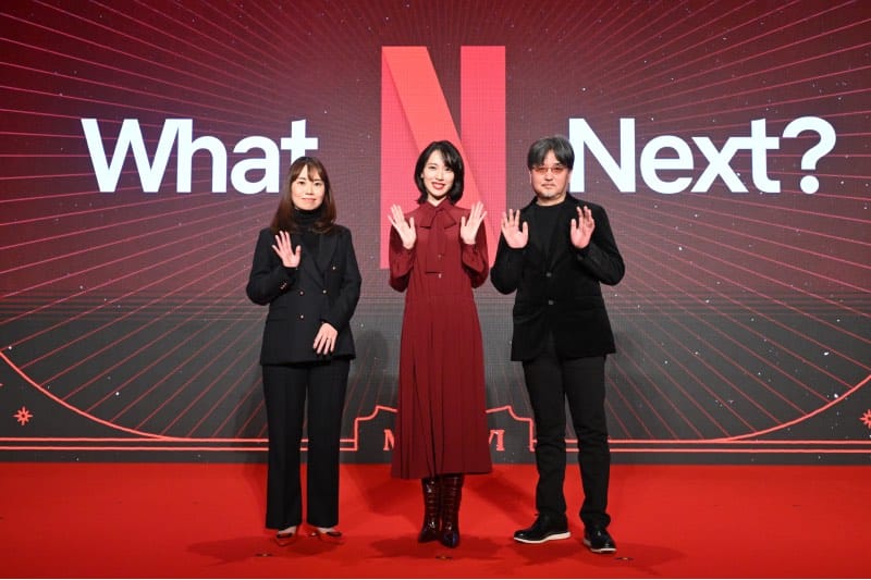 左から岡野真紀子、戸田恵梨香、瀧本智行 Netflixラインナップ発表会「Next on Netflix 2026」 (C)Netflix