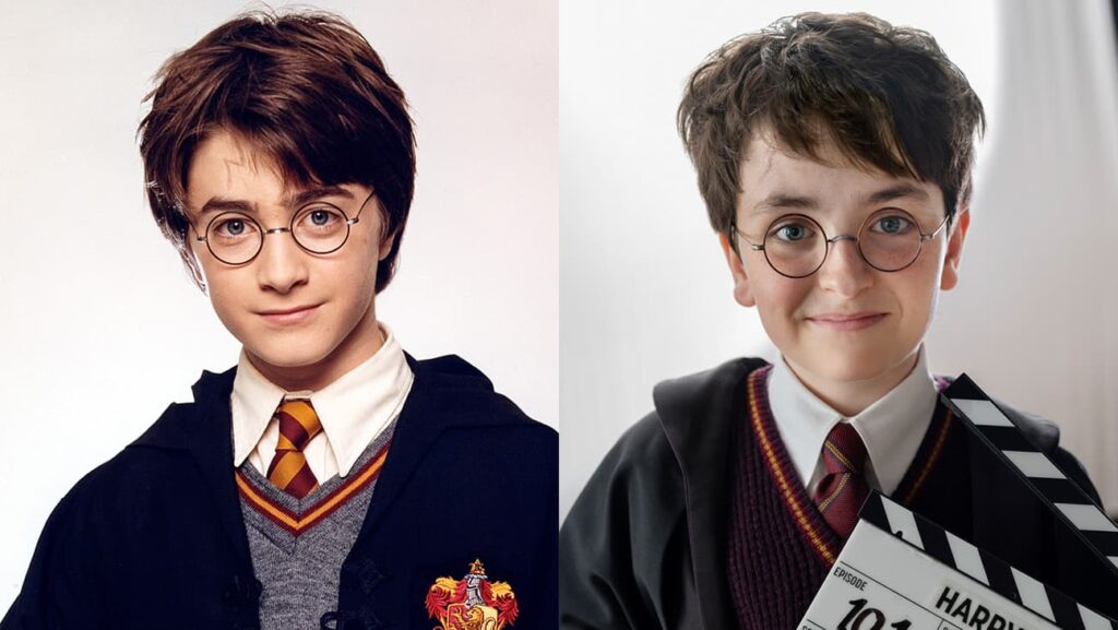 ダニエル・ラドクリフ(左)、ドラマ版でハリー・ポッターを務めるドミニク・マクラフリン(右)