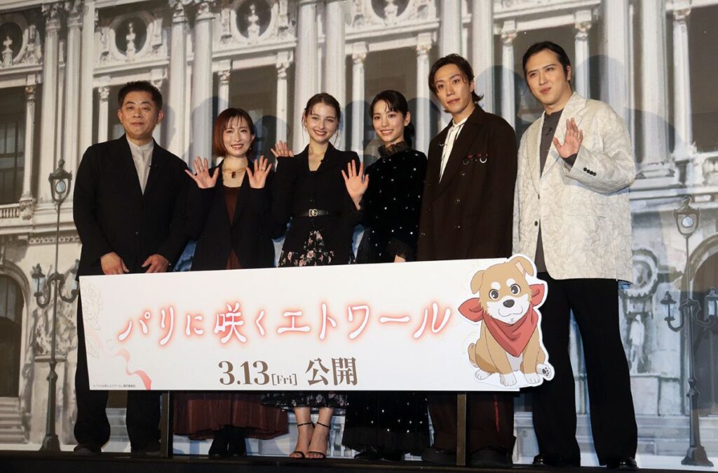 『パリに咲くエトワール』完成披露、（左から）谷口悟朗監督、名塚佳織、嵐莉菜、當真あみ、早乙女太一、尾上松也