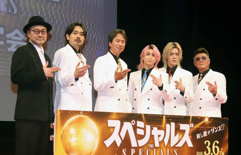 映画『スペシャルズ』完成披露試写会にて（左から）内田英治監督、青柳翔、椎名桔平、佐久間大介、中本悠太、小沢仁志