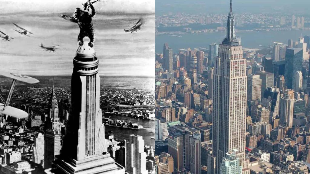 『キング・コング』より(左)、エンパイア・ステート・ビルディング(右)