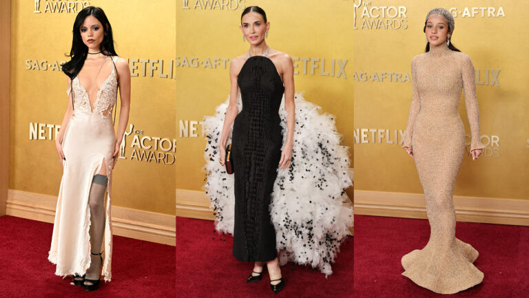 アクター賞レッドカーペット、デミ・ムーアら女性が話題独占