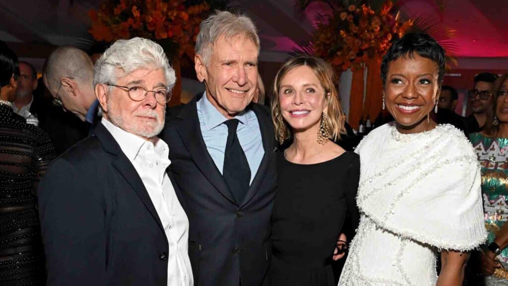 ジョージ・ルーカス、ハリソン・フォード、キャリスタ・フロックハート、メロディ・ホブソン、「ルーカス・ミュージアム」オープニングナイトにて=現地時間2026年9月19日